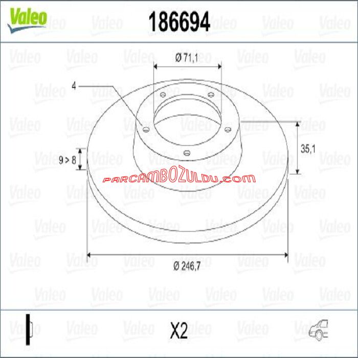 Arka Fren Diski Adet 1007-307-Partner 2.0 Hdi - 4246.W9
